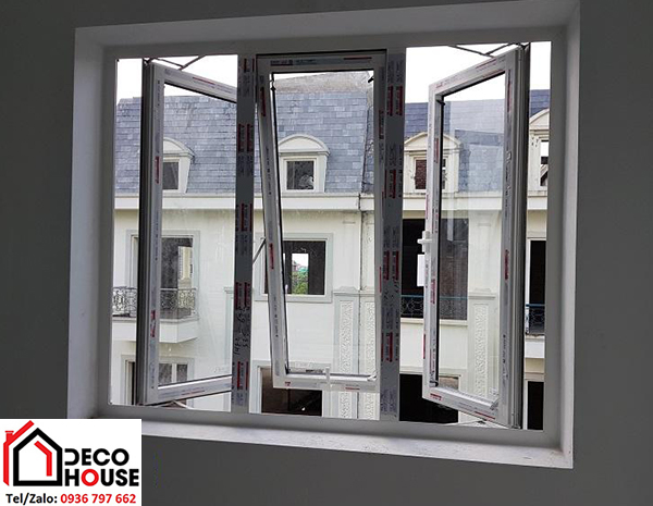 Cửa sổ nhôm Xingfa màu trắng 3 cánh mở quay kết hợp mở hất