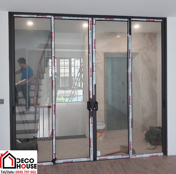 Thi công cửa nhôm Xingfa 4 cánh mở trượt