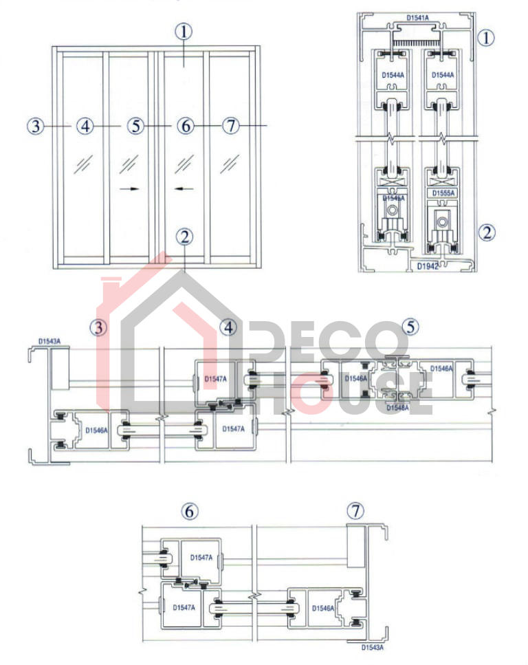 Mặt cắt cửa đi nhôm Xingfa