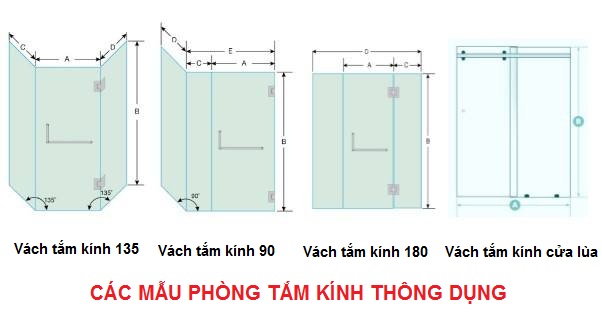 Kích thước vách kính phòng tắm