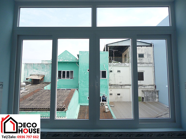 Cửa sổ 4 cánh mở trượt nhôm kính giá rẻ