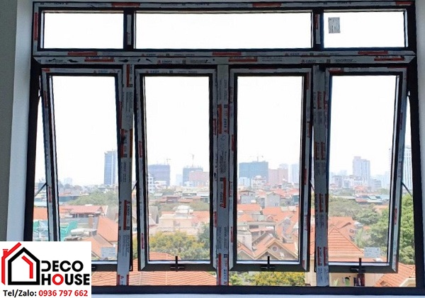 Làm cửa sổ mở hất 4 cánh nhôm kính Xingfa