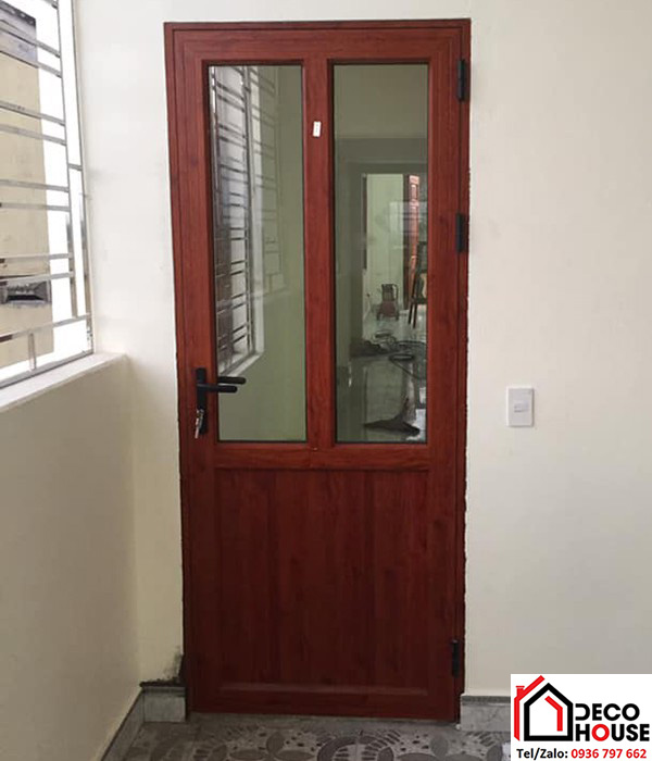 Làm cửa nhôm Xingfa hệ 55 vân giả gỗ đẹp