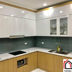 Kính cường lực ốp bếp màu ghi