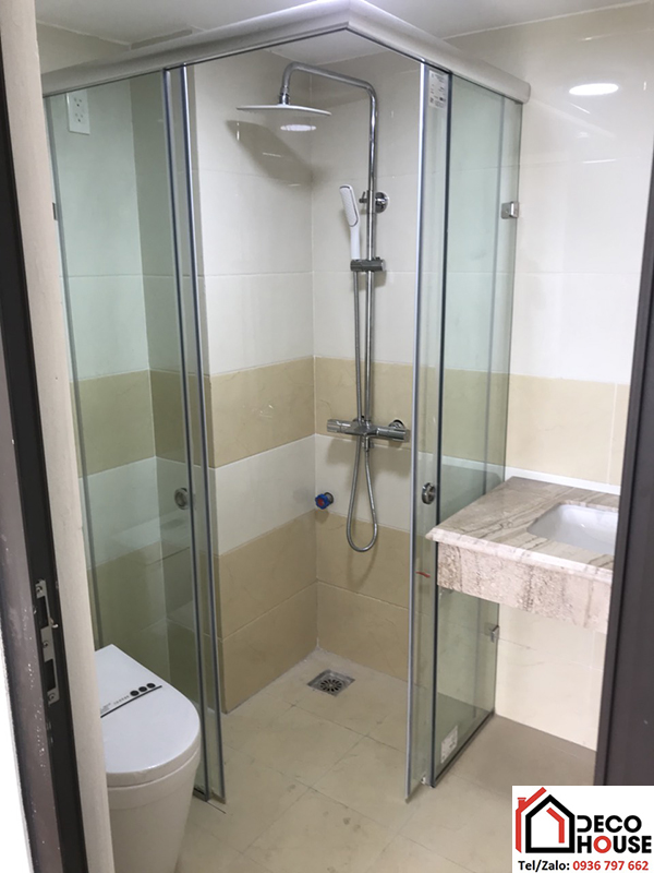 Làm cabin vách kính nhà tắm cửa lùa kịch trần