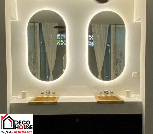 Gương đèn LED hình bầu dục treo tường nhà tắm