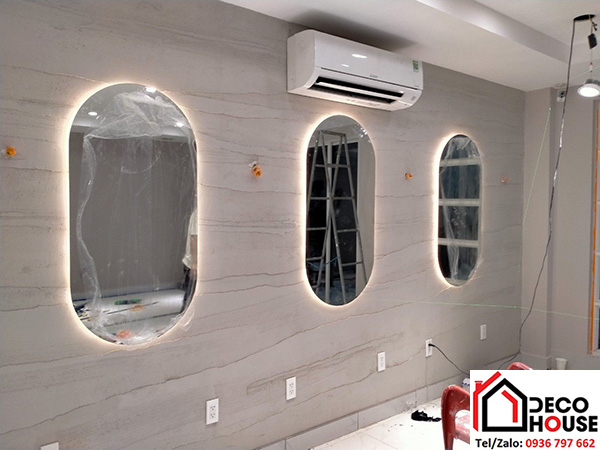 Gương LED hình bầu dục cho salon tóc