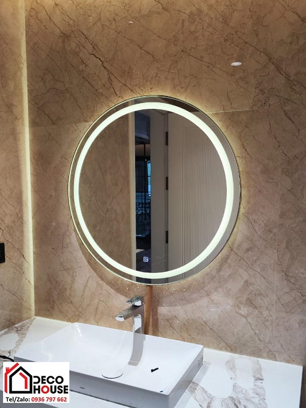 Gương tròn treo tường có đèn LED nhà vệ sinh