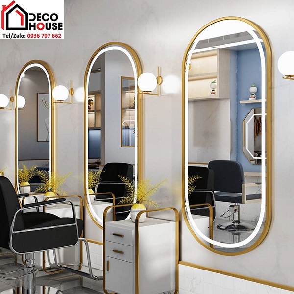 Làm gương bầu dục treo tường cho salon tóc tại Hà Nội