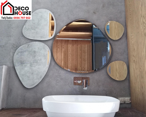 Thi công gương treo tường nhà tắm decor trang trí